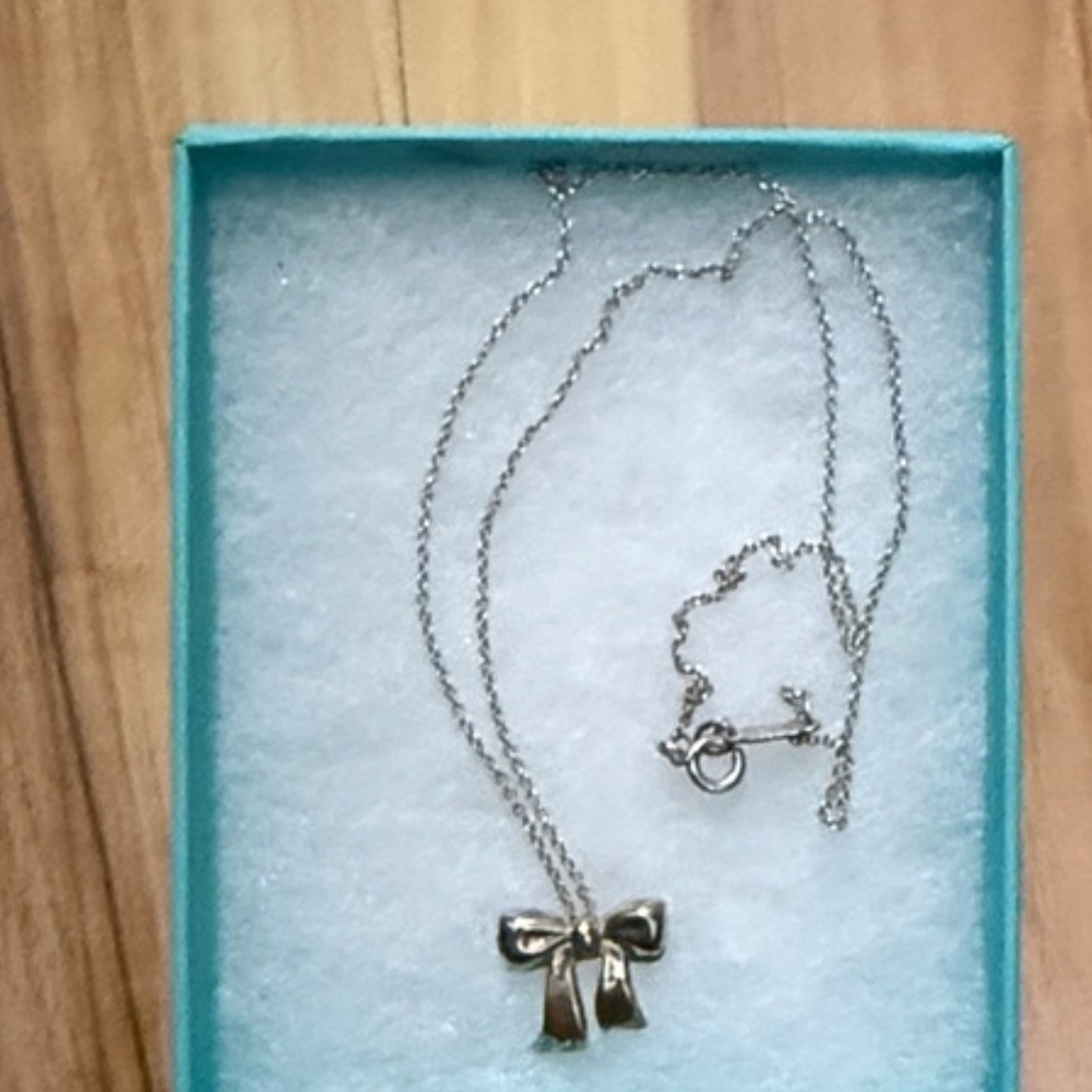 Tiffany & Co. Vintage Ribbon Bow Pendant & Necklace